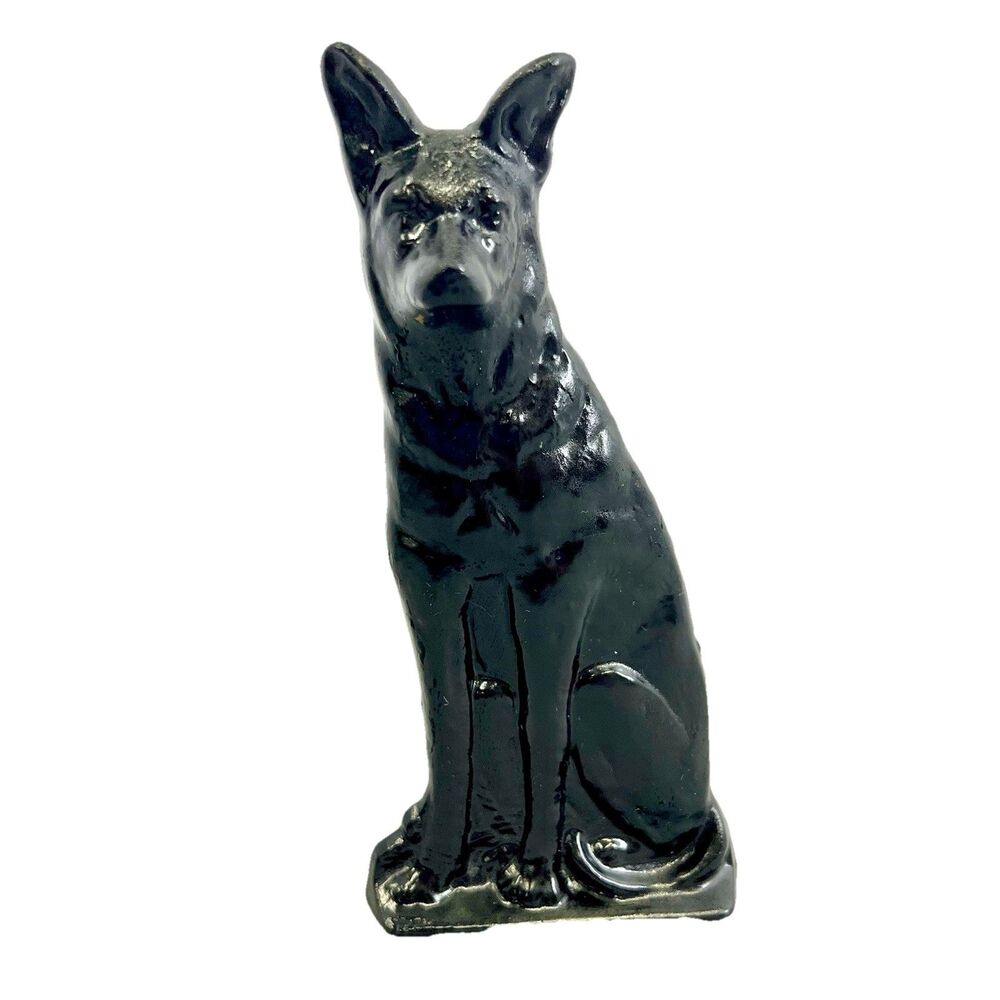 Vintage Cast Iron Black German Shepherd Dog Door Stop 6.5” Tall